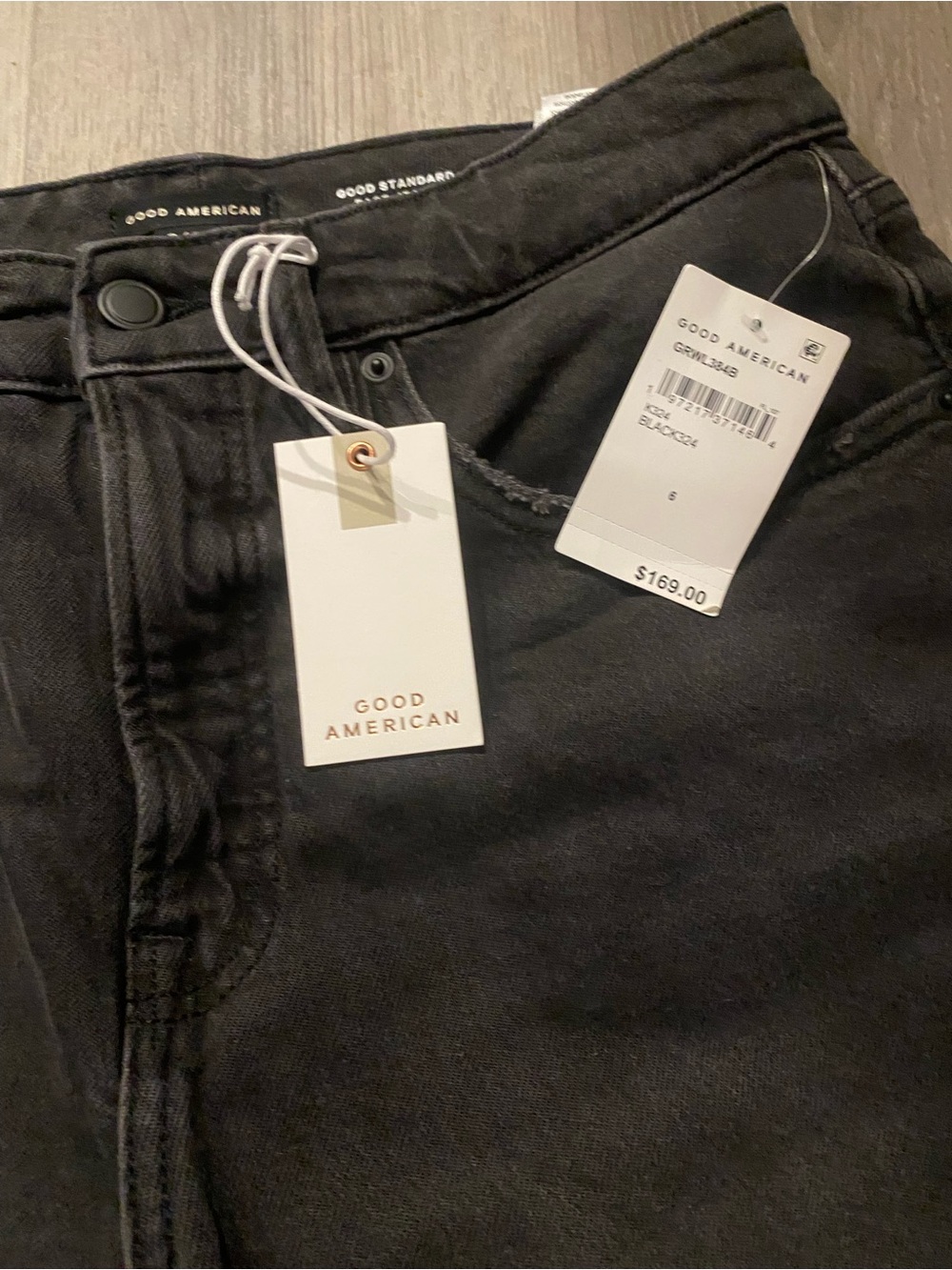 Good American Black Ease Jeans - Mid-Rise Wide Leg